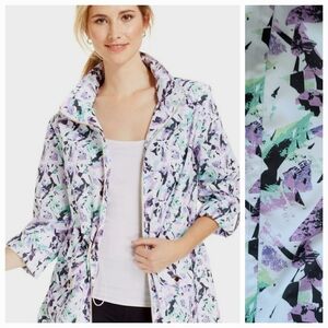 Macy's | Lightweight Spring Jacket w/Hideaway Hood EUC purple & green pr…